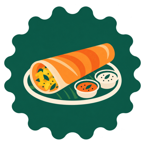 Illustration of a classic masala dosa